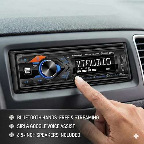 Miniatura 2 de Dual Electronics CPM5965 Receptor estéreo de coche con pantalla LCD de 7 caracteres único DIN con (2) altavoces de 2 vías multiajuste de 6.5