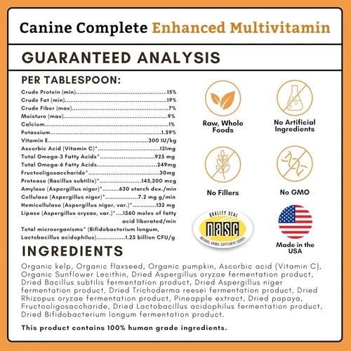 Miniatura 7 de Wholistic Pet Organics Canine Complete - Polvo multivitamínico para perros, 1 libra, vitaminas diarias para perros y suplementos para alimentos