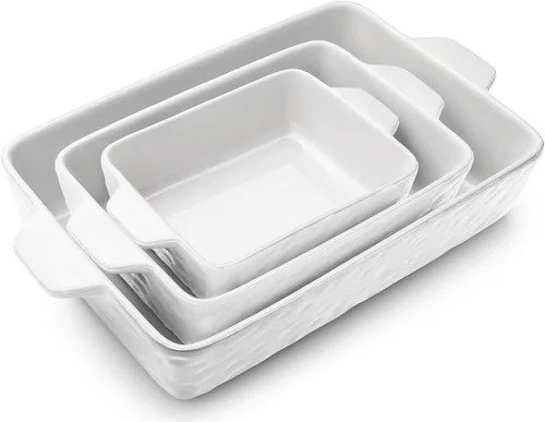 Miniatura 12 de Cacerolas para horno, platos de cerámica para hornear, bandeja para lasaña con asas, bandeja de porcelana para hornear profunda, juego de ollas