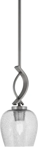 Miniatura 105 de Toltec Lighting Cavella Stem Colgado Mini colgante, acabado grafito, vidrio de muselina blanca de 4 pulgadas