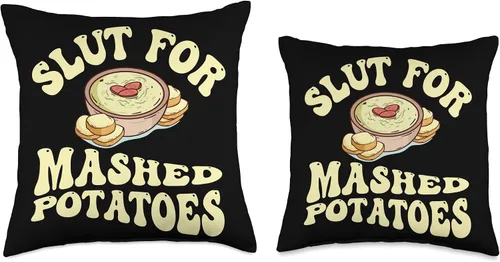 Miniatura 3 de Slut For Mashed Potatoes Seasoning and Chick Funny Gag Gifts - Almohada de 16 x 16 pulgadas, multicolor
