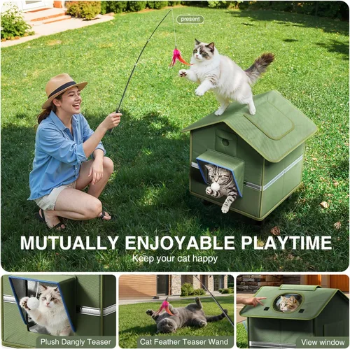 Miniatura 3 de Casa para gatos al aire libre con cámara 2K para un solo gato de hasta 12 libras, refugio aislado a la intemperie, puerta magnética, cámara de doble