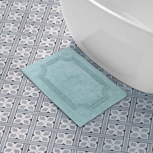 Laura Ashley - Tapete de baño reversible de algodón, decoración de baño de alta calidad, lavable a máquina, altamente absorbente, 17 x 24 pulgadas,