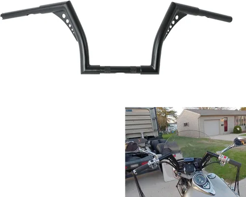 XFMT - Manubrio de motocicleta color negro de 10" de elevación Batwing APE con colgadores de 1-1/4" para Harley Sportster XL Softail Dyna Road King