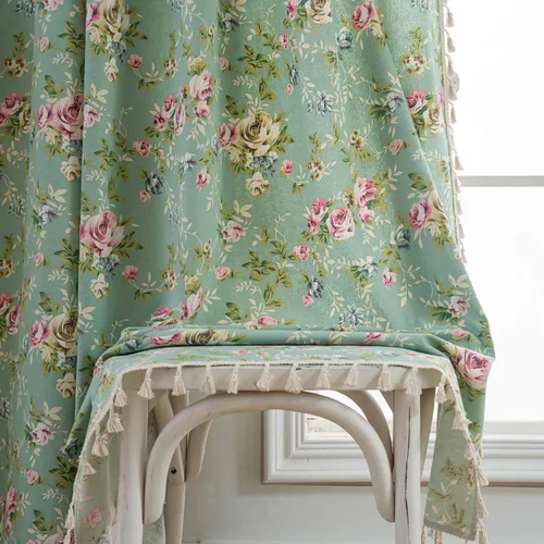 Miniatura 21 de BHUSB Cortinas rústicas para sala de estar de 63 pulgadas de largo, cortinas de ventana de lino y algodón con estampado floral bohemio, cortinas