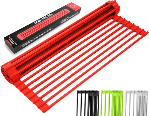 Miniatura 10 de Zulay Kitchen Escurridor de platos sobre el fregadero, diseño de acero inoxidable resistente enrollable para un fácil almacenamiento y durabilidad.