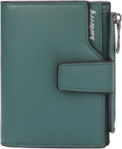 Miniatura 12 de Cartera pequeña para mujer, de piel, plegable, compacta, con bloqueo RFID, con bolsillo con cremallera para monedas, A01 Rojo Vino, Classic