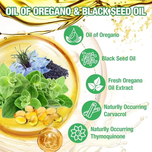 Miniatura 2 de Aceite de orégano con aceite de semilla negra – 400 cápsulas de aceite de orégano orgánico, apoyo inmunológico y digestivo, apoyo antioxidante, a