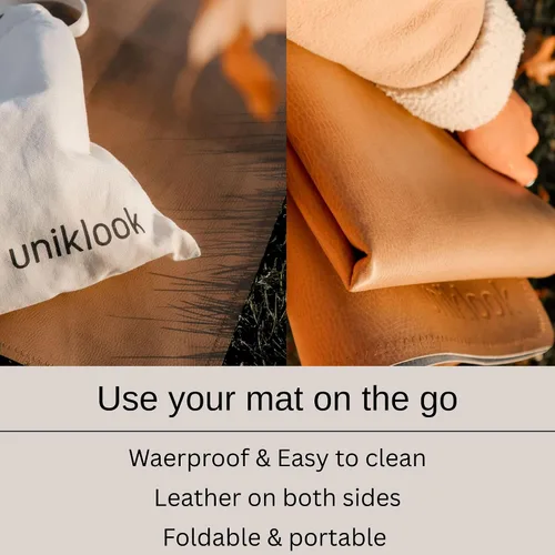 Miniatura 5 de Uniklook Tapete reversible de cuero vegano multiusos para niños, manta de pícnic infantil, impermeable, para silla alta, a prueba de arena, manta