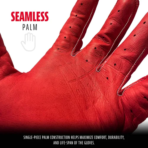 Miniatura 3 de Franklin Sports MLB Guantes de Béisbol - Guantes Powerstrap para Adultos y Jóvenes de Bateo para Hombres, Mujeres, Niños y Niñas Cromo rojo