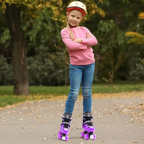 Miniatura 5 de METROLLER Patines de ruedas para niñas de 5 a 8 a 12 años y niños y adolescentes, 4 tamaños ajustables para niños pequeños con ruedas iluminadas