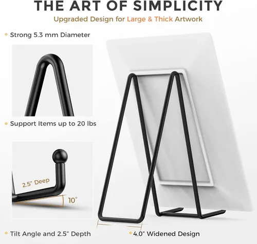 Miniatura 3 de TR-LIFE Paquete de 4 Soportes para Platos Grandes de 10 Pulgadas para Exhibición - Soporte para Platos de Metal + Soporte para Fotos + Caballetes