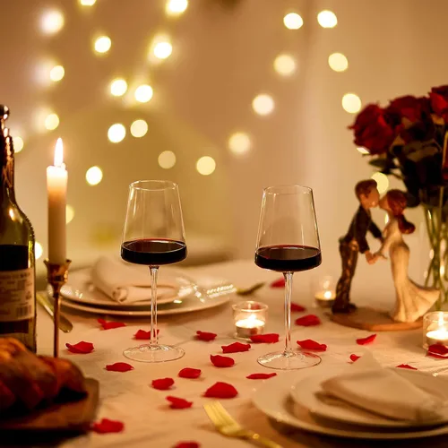 Miniatura 2 de Juego de 4 copas de vino de 13.5 onzas, cristal transparente sin plomo soplado a mano, tallo largo, cuadrado, copa de vino tinto para boda