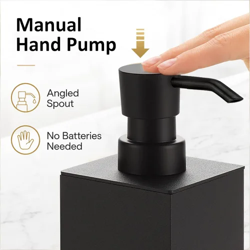 Miniatura 4 de BGL Black Soap Dispenser for Kitchen & Bathroom, Modern Square Liquid Hand Soap Pump, Rustproof Matte Black Lotion Dispenser with Non-Slip Bottom