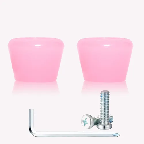 Miniatura 4 de Tapones de goma PU para patinaje con ruedas, 1 par con tornillos Rosado jalea