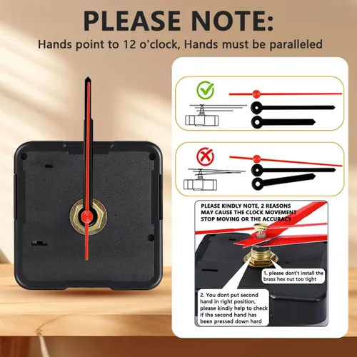 Miniatura 8 de ULTNICE Mecanismo de reemplazo de movimiento de reloj de cuarzo con manecillas Kit de mecanismo de reloj para reparación de relojes de pared