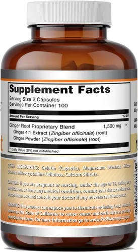 Miniatura 5 de Amazing Formulas - Suplemento 4:1 de raíz de jengibre, 1500 mg por porción, suplemento de cápsulas, sin OMG, sin gluten, fabricado en Estados Unidos