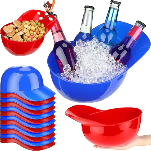 Miniatura 15 de Tanlade Casco de béisbol de plástico grande de 72 onzas, cuencos de béisbol, cuencos para aperitivos, helado, postre para trabajadores de Rojo