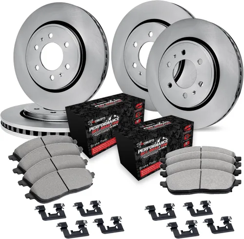 Miniatura 10 de R1 Concepts Kit de freno delantero y trasero para Ram 1500 2019-2022 Rotores de freno en blanco Kit de pastillas de freno y rotores de cerámica