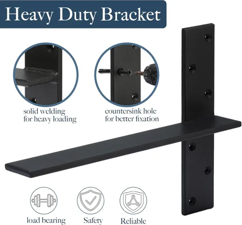 Miniatura 3 de Soporte de encimera colgante gratuito de 8 pulgadas de largo x 2.5 pulgadas de ancho, paquete de 2 soportes de estante de pared flotante oculto