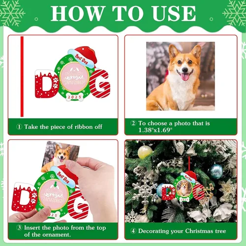 Miniatura 7 de FaCraft Marco de Fotos Navideño para Perro - Adornos Navideños 2025, Mejores Adornos para Perros para Decoraciones de Árbol de Navidad, Adornos