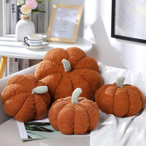 Kajaia 4 almohadas de otoño decorativas de calabaza de Acción de Gracias, almohada de otoño de 11 pulgadas, 7 pulgadas, cojín 3D de Acción de Marrón