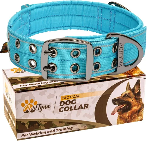 Miniatura 10 de ADITYNA Collar de perro resistente para perros grandes, collar naranja reflectante con asa para entrenar y caminar, ancho, grueso, táctico