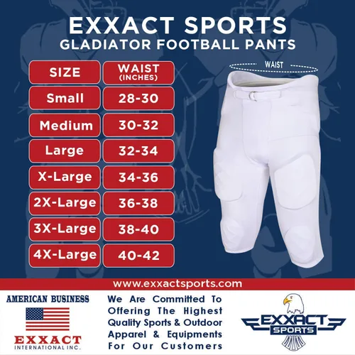 Miniatura 7 de Exxact Sports Gladiator - Pantalones de fútbol integrados para hombre con almohadillas, pantalones de práctica de fútbol, pantalones de fútbol