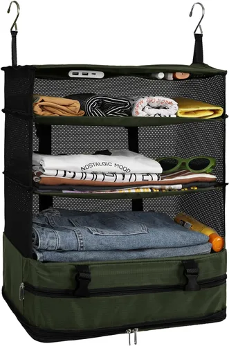 Miniatura 19 de Surblue Bolsa de Almacenamiento Colgante para Armario Plegable de 3 Estantes de Tela Oxford Lavable con 2 Ganchos