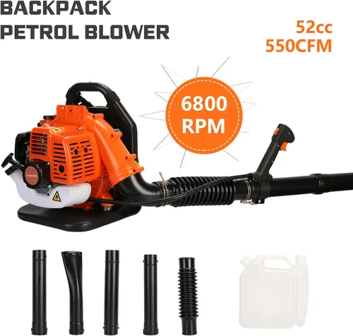 Miniatura 2 de Soplador de hojas de 550CFM, 1 juego de soplador de hojas de alta potencia de 2 tiempos, fuerte fuerza del viento, mochila ABS soplador de nieve