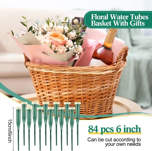Miniatura 3 de 144 tubos de agua florales verdes, tubos de flores de plástico para flores frescas con tapa de goma para arreglos de tallos florales, 2 tamaños
