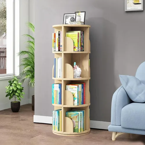 Gdrasuya10 Estantería giratoria de 4 niveles para niños, estantería giratoria de 360 grados, estantería apilable para libros, estante de