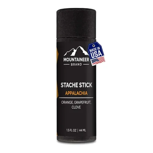 Mountaineer Brand Stache Stick | Aroma de Apalachia | Hecho con ingredientes naturales West Virginia | Firme y duradero | Cera de bigote | Forma de