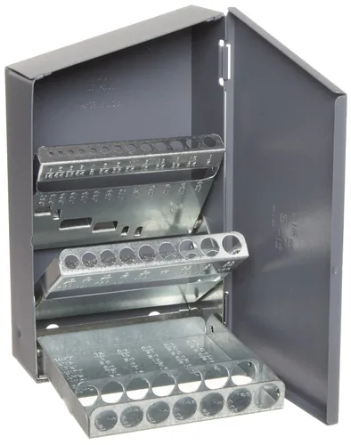 Chicago Latrobe - Estuche para brocas, capacidad de 29 brocas, para tamaños de pulgada de 1/16" - 1/2" x 64 aumentos