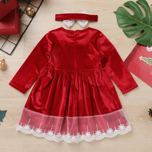 Miniatura 3 de ODIZLI Vestido de terciopelo para niñas pequeñas, manga larga, volantes, ropa de otoño e invierno