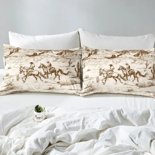 Miniatura 4 de Erosebridal Sábana bajera ajustable de vaquero, tamaño individual, desierto salvaje oeste americano, ilustración dibujada a mano, para decoración
