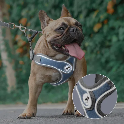 Miniatura 2 de Arnés para perro con juego de correa, arneses para cachorros con acolchado transpirable para entrenamiento y carrera de perros pequeños (XS, gris)