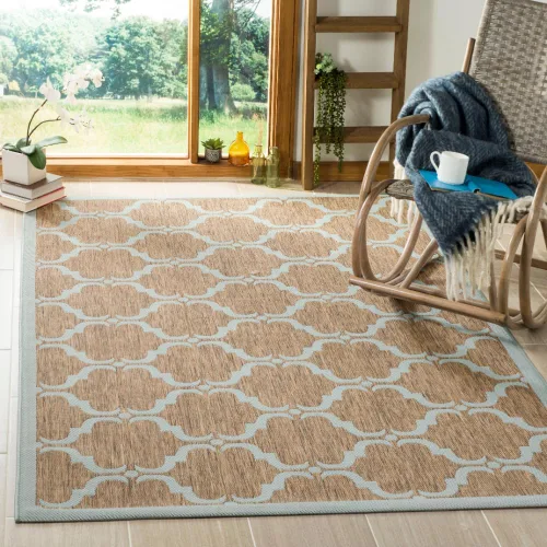 Miniatura 7 de SAFAVIEH Alfombra lavable al aire libre Courtyard Collection - 9 x 12 pies, beige y terracota, no desprende pelusa y fácil limpieza, ideal