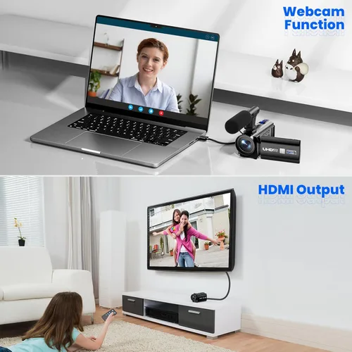 Miniatura 4 de Videocámara Camcorder 5K, Cámara de Vlogging de Doble Lente para YouTube, Pantalla Táctil WiFi Rotatoria de 3" 270°, 56MP