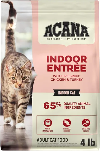ACANA Alimento seco para gatos de interior Entrada de pollo, pavo, arenque entero y conejo, bolsa de 4 libras