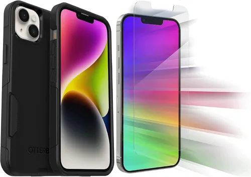 OtterBox Commuter Series - Funda para iPhone 14 Plus (solo con protector de pantalla Zagg Glass Elite), embalaje no minorista, color negro