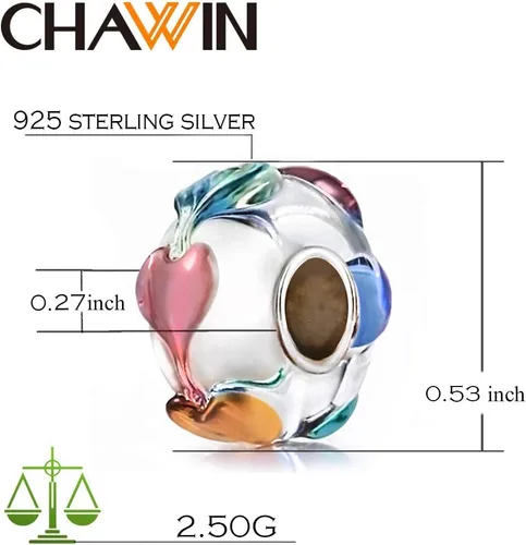 Miniatura 4 de Abalorios de cristal de Murano auténticos dijes de plata de ley 925 con núcleo de flor roja, corazón rosa, cuentas de vidrio blancas y amarillas
