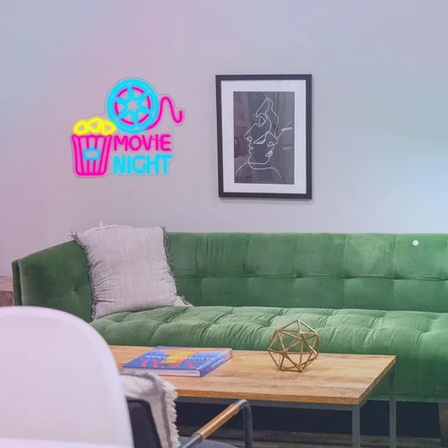 Miniatura 7 de Letrero de neón para decoración de pared con caja de papel de palomitas de cine, luz LED de neón para cine en casa, decoración de cine en casa