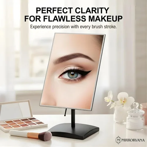 Miniatura 5 de MIRRORVANA Espejo de escritorio grande con soporte para escritorio de oficina, tocador de maquillaje y encimera de baño, espejo facial ajustable