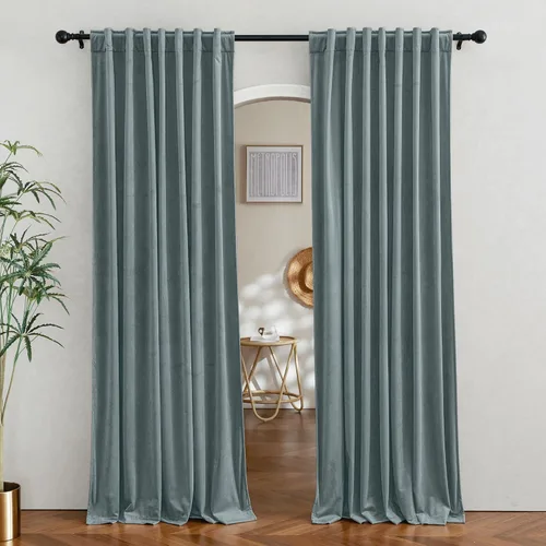 Miniatura 45 de RYB HOME - Cortinas de terciopelo beige, cortinas decorativas resistentes con pestaña trasera, cubierta de privacidad para oscurecer habitación