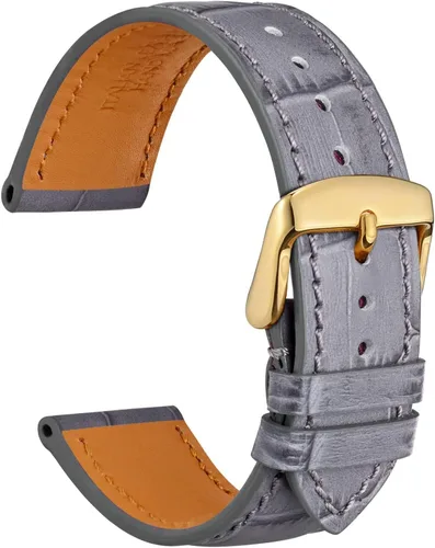 Miniatura 15 de WOCCI - Correas para reloj de cuero italiano, grano de cocodrilo en relieve, elige color y ancho 14 mm 18 mm 19 mm 20 mm 21 mm 22 mm, Negro