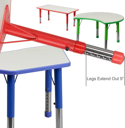 Miniatura 7 de EMMA + OLIVER Mesa de actividades ajustable para niños para uso doméstico, mesa de aula de altura ajustable para niños, 23.625 pulgadas de ancho x