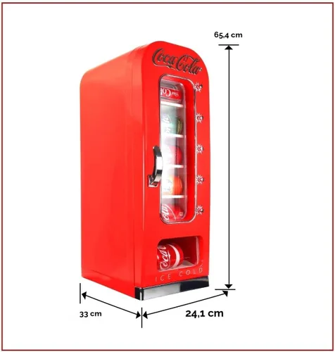 Miniatura 7 de Coca-Cola AC/DC Retro Enfriador Eléctrico Expendedor con Capacidad para 10 Latas - Máquina Expendedora de Bebidas con Enfriamiento Termoeléctrico