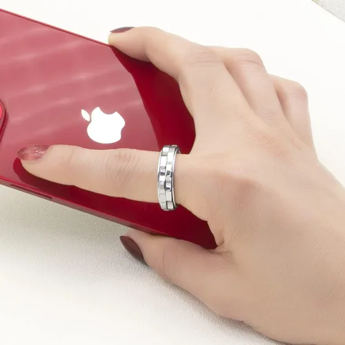 Miniatura 8 de Anillos para la ansiedad para mujeres, anillo giratorio de acero inoxidable, dos engranajes, anillo de ansiedad de alto pulido para mujeres