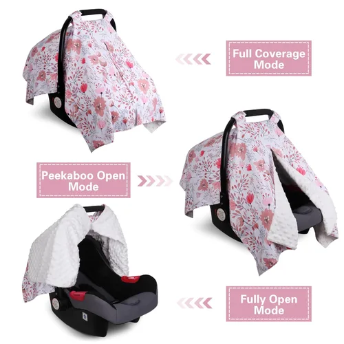 Miniatura 2 de Funda para Asiento de Coche Rquite para Bebé, Fundas para Asiento de Coche para Niña, Funda para Asiento de Coche Infantil de Minky para Invierno